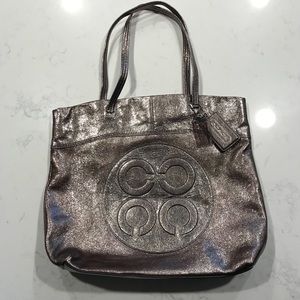 Coach Julia - op art leather tote gunmetal